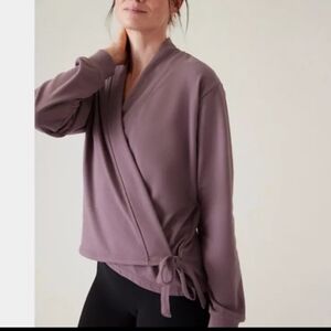 Athleta Retroterry Wrap Sweater Cardigan Jacket Medium M Mauve Purple Lavender m